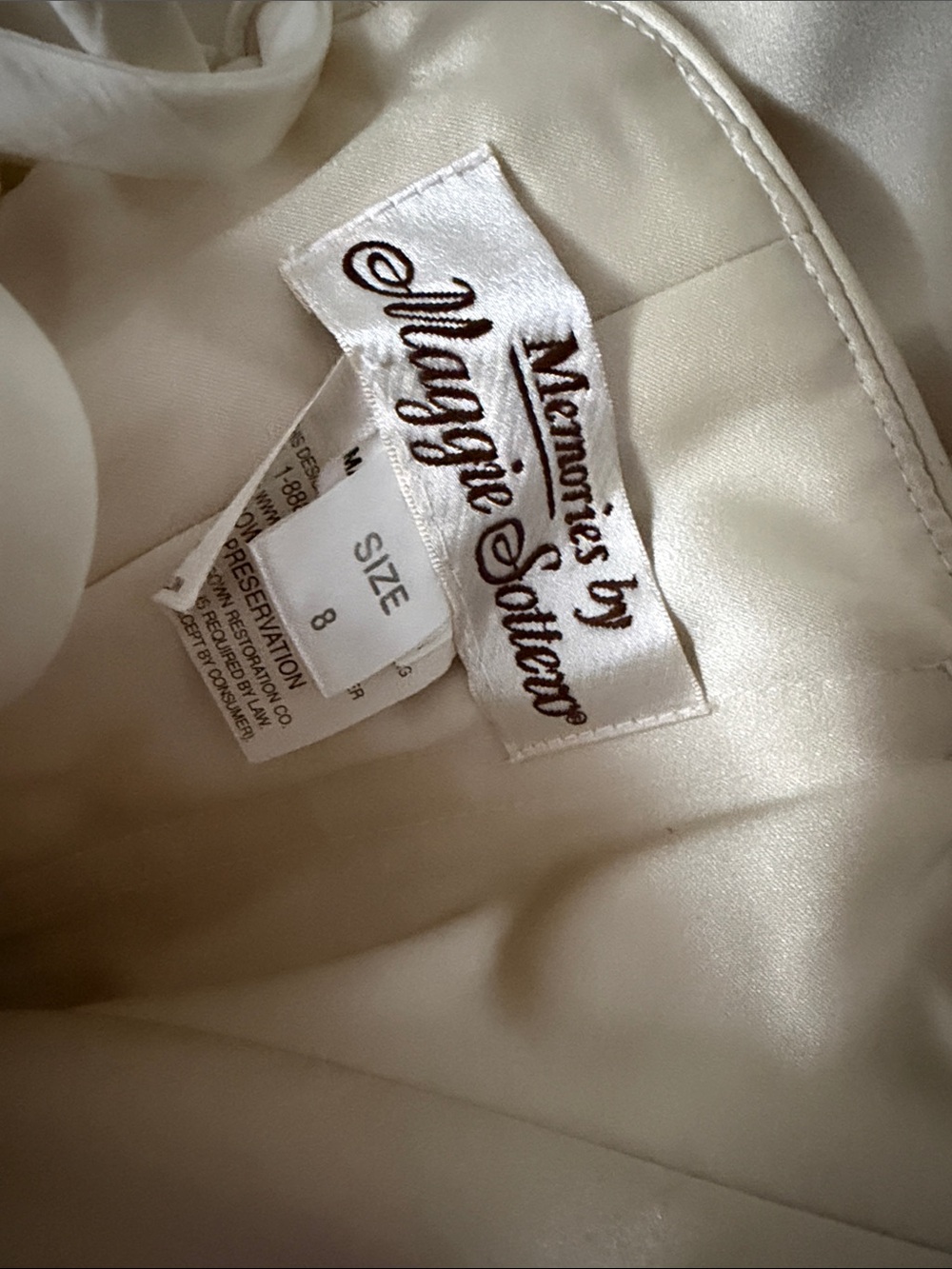 Maggie Sottero | Vintage Strapless Champagne Satin Corset Back Wedding Dress | 8 - Picture 7 of 9